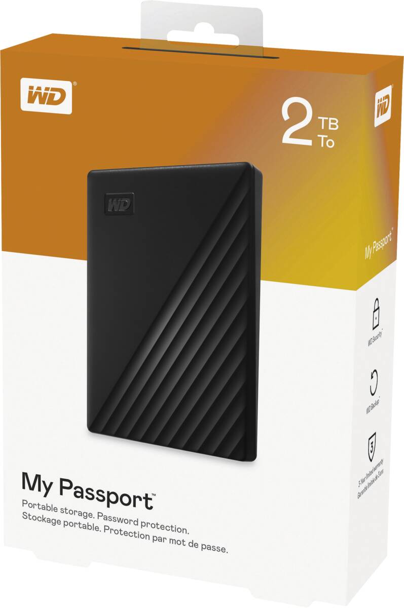 Western Digital WD My Passport 2TB Schwarz Speicherlösung Produktbild 3