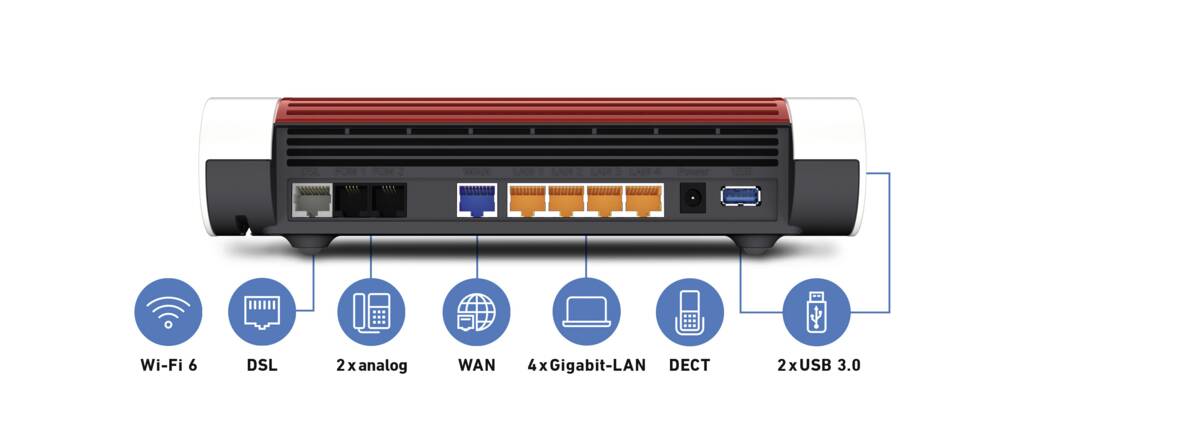 FRITZ!Box 7590 AX v2 Weiß-Rot Produktbild 2