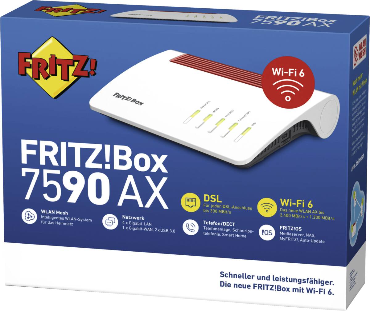 FRITZ!Box 7590 AX v2 Weiß-Rot Produktbild 3