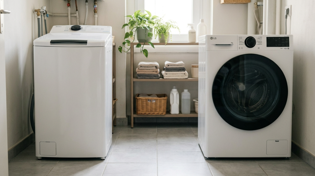 Toplader oder Slim-Frontlader: Was passt in dein Zuhause?: illustrative Wohnszene